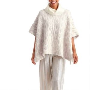 World Market Ivory and Blush Claire Poncho Sweater